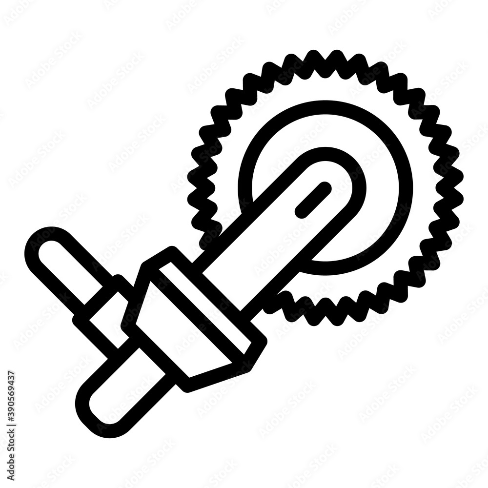 Poster handle circular saw icon. outline handle circular saw vector icon for web design isolated on white b