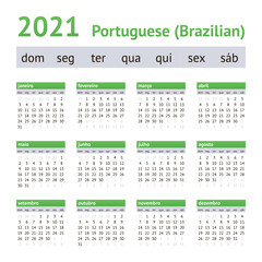 2021 Portuguese American Calendar. Weeks start on Sunday