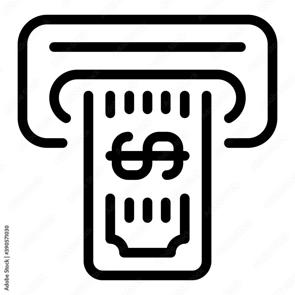 Poster dollar atm icon. outline dollar atm vector icon for web design isolated on white background