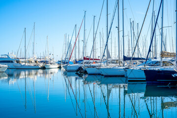 Yacht club in the daytime. Mediterranean coast