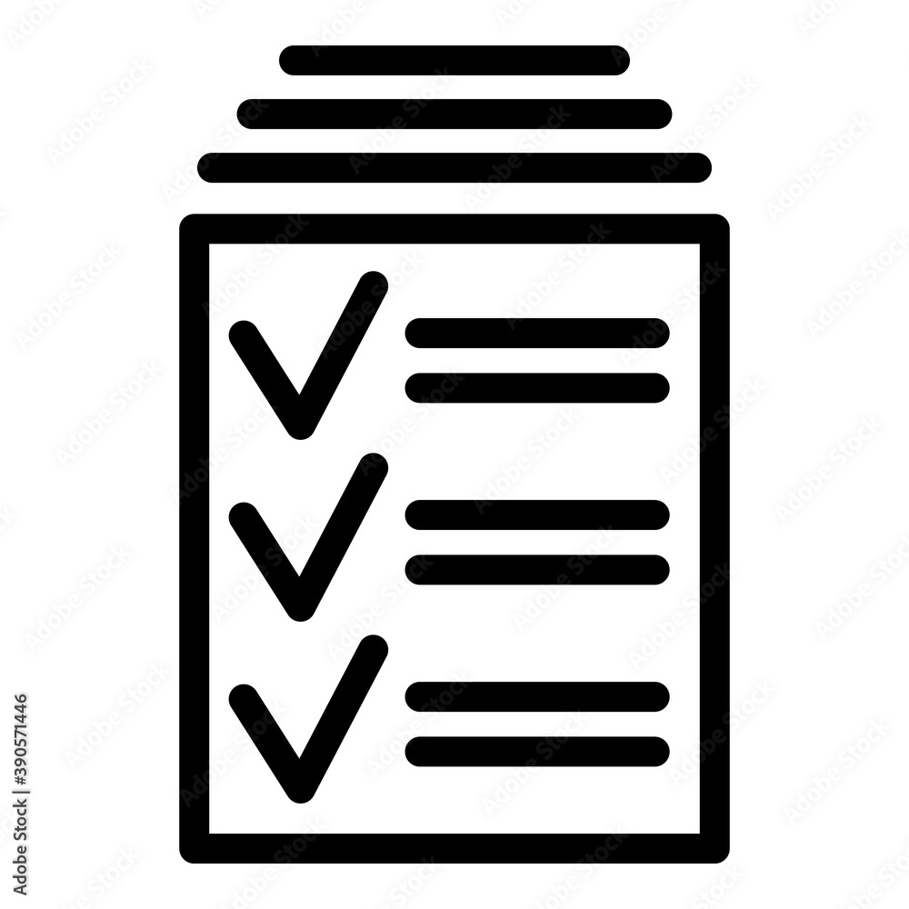 Aufkleber done papers icon. outline done papers vector icon for web design isolated on white background