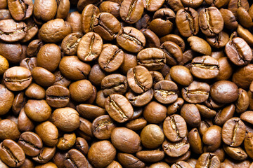 Brown coffee beans background texture