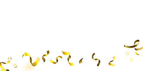 Holiday Serpentine. Gold Foil Streamers Ribbons.