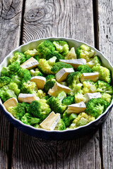 broccoli florets prepared to bake with brie cheese