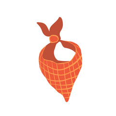 Vector illustration of cowboy headscarf on white background isolated. Red scarf in a yellow check with a knot. Men s clothes on the neck in flat style. Vector illustration for game or animation