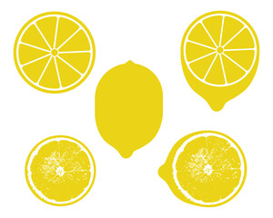 Lemon Sign Symbol Icon Vector Illustration, Lemons, vector, vintage, cut open, lemon tree, Fruit