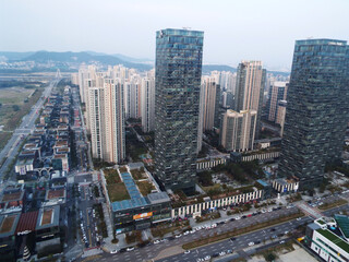 Seoul, South Korea, September 24, 2016: Large buildings in a residential neighborhood of Seoul