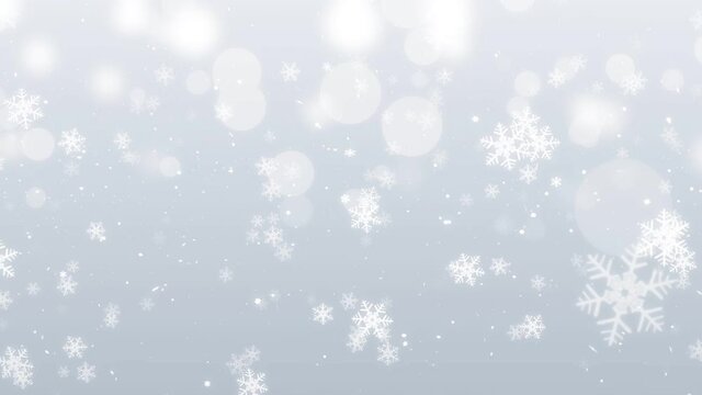 Particle snowflakes falling on pink and blue background, cycle animation