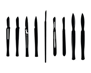 Scalpels clipart vector illustration, Scalpels silhouette, Scalpels sign symbol icon,