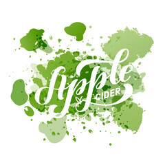 Vector illustration of apple cider brush lettering for banner, flyer, poster, clothes, patisserie, bistro, cafe logo, advertisement design. Handwritten text for template, signage, billboard, print 
