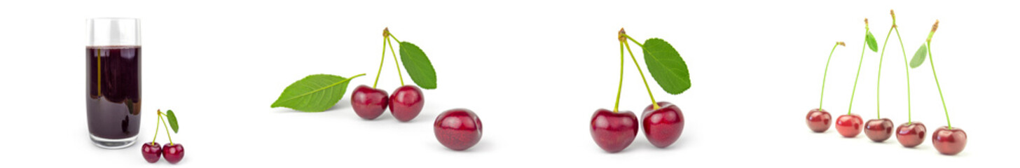 Set of Cherry isolated on a white background with clipping path