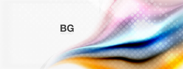 Abstract Background. Smooth flowing lines, blurred waves, rainbow color style stripes. Vector illustrations for covers, banners, flyers and posters and other