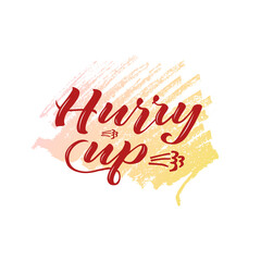 Vector illustration of hurry up lettering for banner, postcard, poster, clothes, advertisement design. Handwritten text for template, signage, billboard, print, flyer. Imitation of brush pen writing
