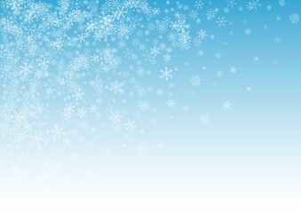 White Snow Vector Blue Background. Falling 