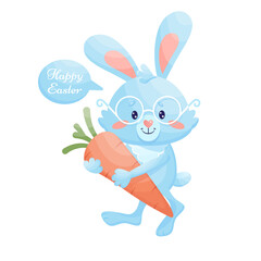 Easter blue bunny with a carrot. 