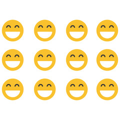 smiling emoji set, icon with open mouth