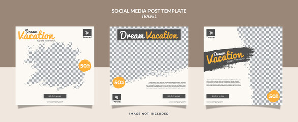 Set of social media travel post template