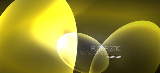 Neon ellipses abstract backgrounds. Shiny bright round shapes glowing in the dark. Vector futuristic illustrations for covers, banners, flyers and posters and other