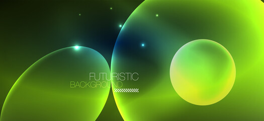 Neon ellipses abstract backgrounds. Shiny bright round shapes glowing in the dark. Vector futuristic illustrations for covers, banners, flyers and posters and other