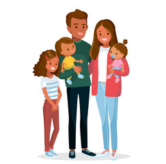 Portrait of afro american family of 5 five members, 2 parents and 3 kids.