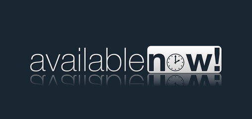 Available now! con sfondo colorato