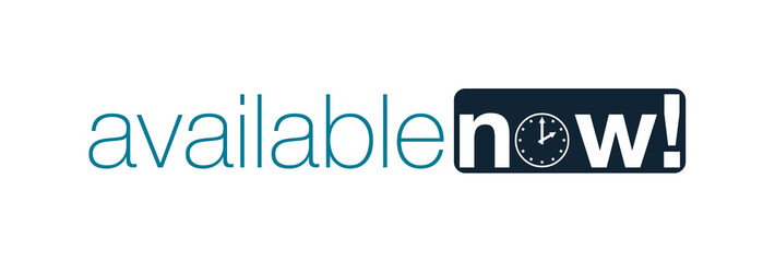 Available now! con sfondo colorato