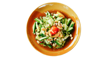 Somtum Cucumber Papaya Salad Isolated Photo