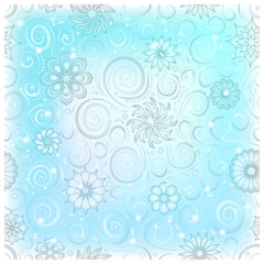Fototapeta na wymiar Light blue pattern with floral ornament