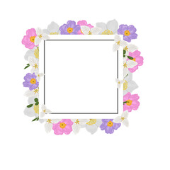 Floral greeting card template in winter flowers
