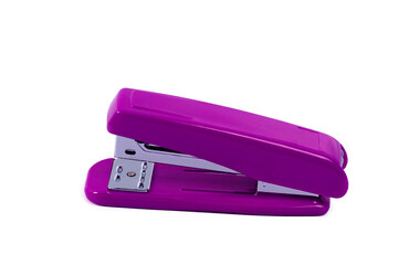 Magenta stapler isolated on a white background
