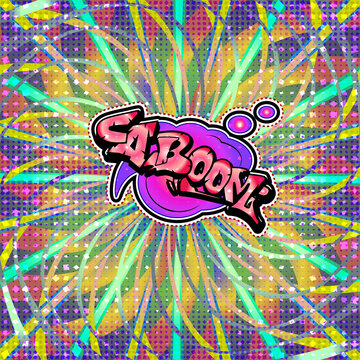 Word CABOOM is written on a bright, luminous background