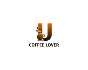 letter U coffe and cup logo template
