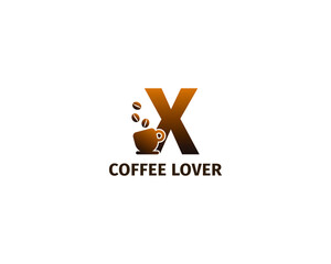 letter X coffe and cup logo template