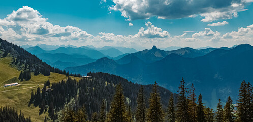 Beautiful alpine view at the Wallberg near the famous Tegernsee, Bavaria, Germany
