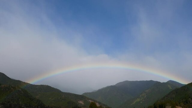 冬の虹と大台ケ原山から降りてくる雪雲