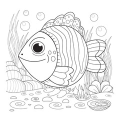 Cartoon fanny fish. Illustration of a coloring page.