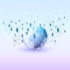 Networks - Colorful Business Connections - Social Media Concept Design with Earth Globe