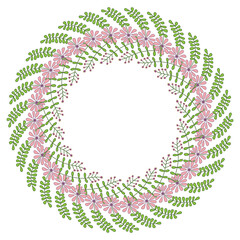 The wreath of flowers and foliage.