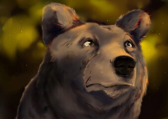 Sad bear in forest © Anna