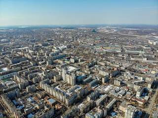 Aerial view of the city of Kirov in spring