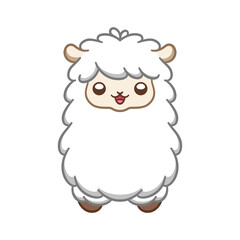 Cute white fluffy sheep, alpaca, llama animal cartoon character vector illustration design on white background. © Aletheia Shade