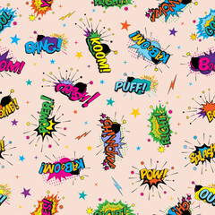 Seamless pattern with funny cartoon superhero elements © вита косова