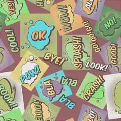 Seamless pattern with funny cartoon superhero elements