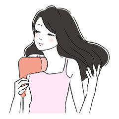 ドライヤー　乾かす　女性