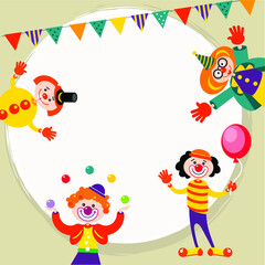 FRAME OF FUNNY VECTOR CLOWNS