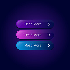 Read More colorful buttons on dark background.