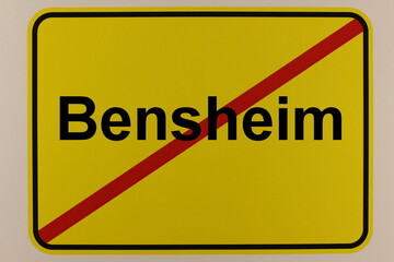Grafische Darstellung des Ortsausgangsschildes der Stadt Bensheim