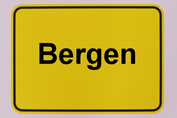 Grafische Darstellung des Ortseingangsschildes der Stadt Bergen