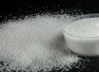 Citric acid or lemon acid powder from top view