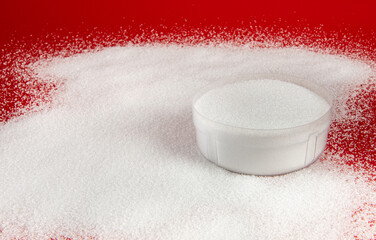Citric acid or lemon acid powder from top view